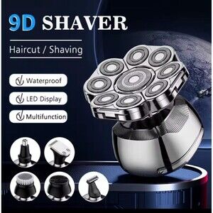 5-in-1 LCD Digital Men's Razor Electric Head Shaver 9D Bald NEW